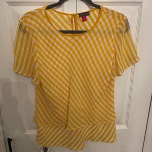 Vince Camuto Yellow and White Striped Blouse